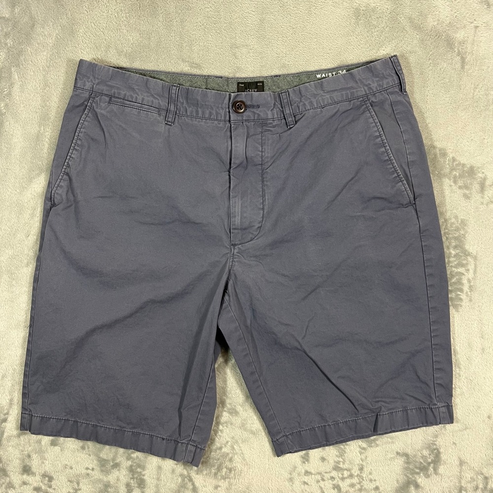 J.Crew Chino Stretch Shorts Mens 34 Blue Solid BE053 Preppy Casual Summer Eco